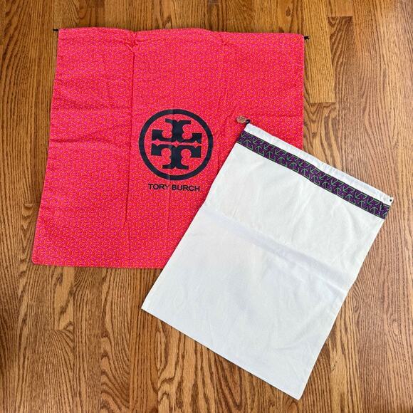 Tory Burch NWOT 2 Dust Bags Bundle Drawstring Logo XL and Medium - Picture 1 of 3